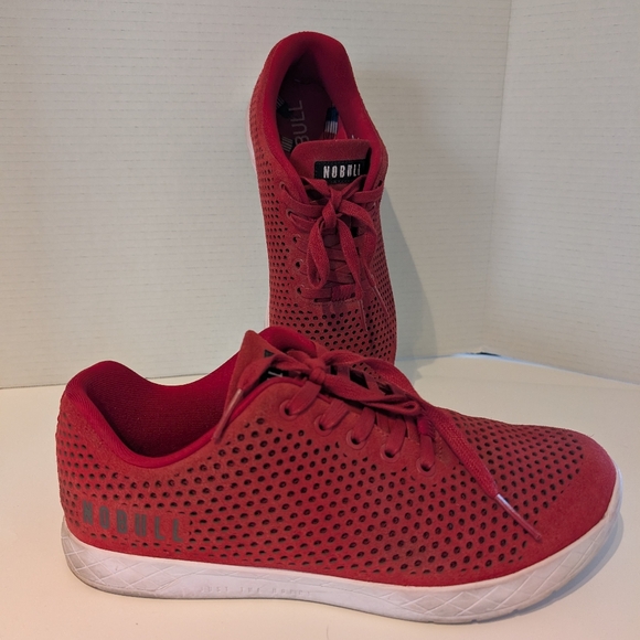 NOBULL Red Sneakers Mens 10.5 / Women\'s 12 M‎ Lace Up Perforated Suede Trainers main image 9